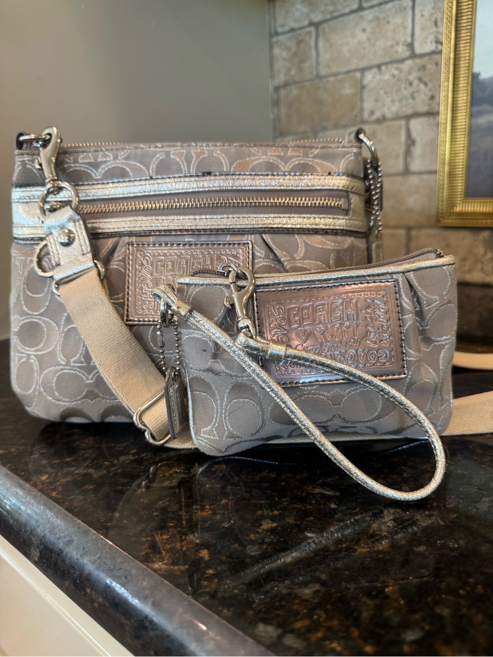 Y2K Coach Poppy Crossbody and wristlet matching set